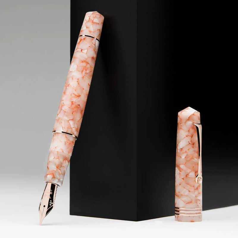 Leonardo Officina Italiana Momento Zero Fountain Pen - Angel Skin, Rose Gold Trim