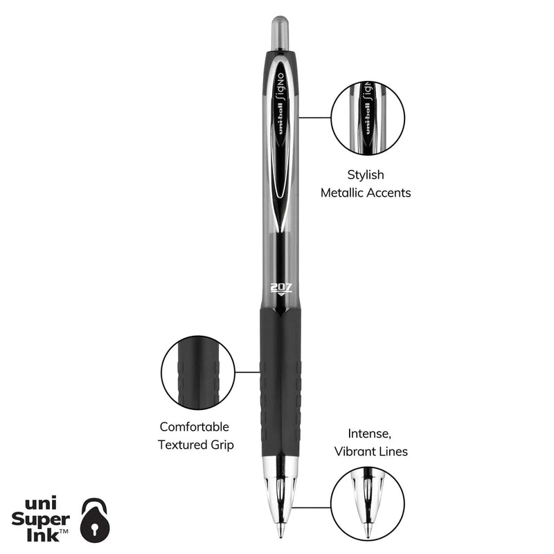 Uniball Signo 207 Retractable Gel 0.7mm Rollerball Pen - Blue
