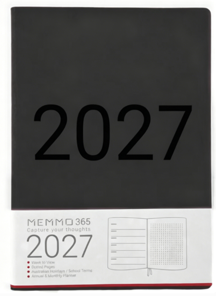 MEMMO365 Luxe 2027 Diary (A5) - Week to view - Black