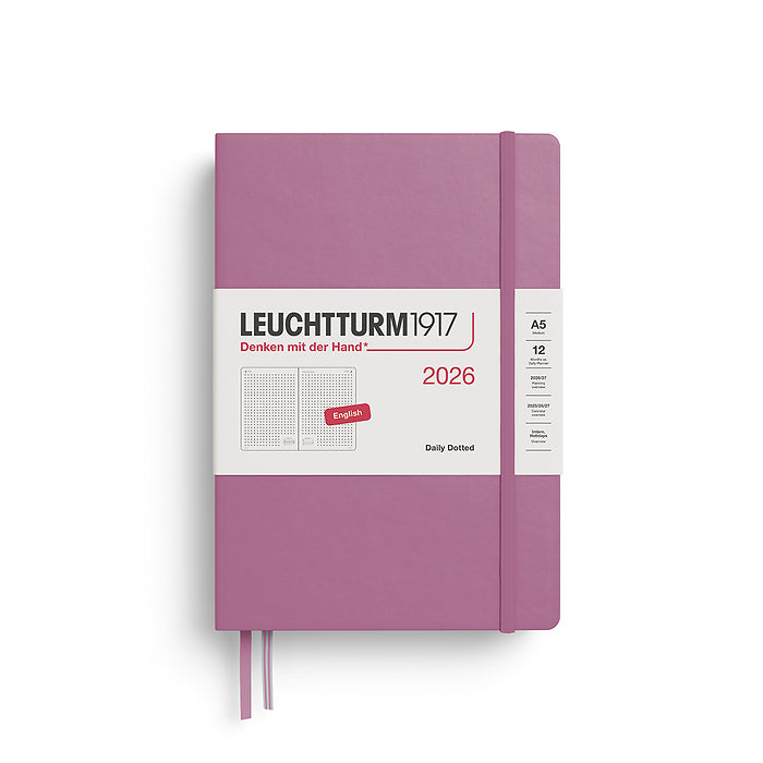 Leuchtturm1917 - 2026 Daily Planner (A5), Hardcover, Dotted, Dusty Rose