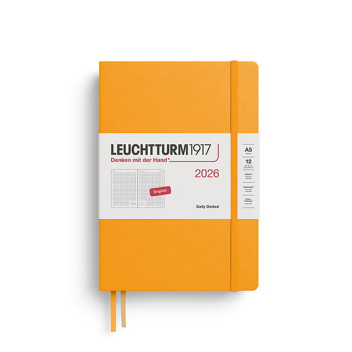 Leuchtturm1917 - 2026 Daily Planner (A5), Hardcover, Dotted, Rising Sun