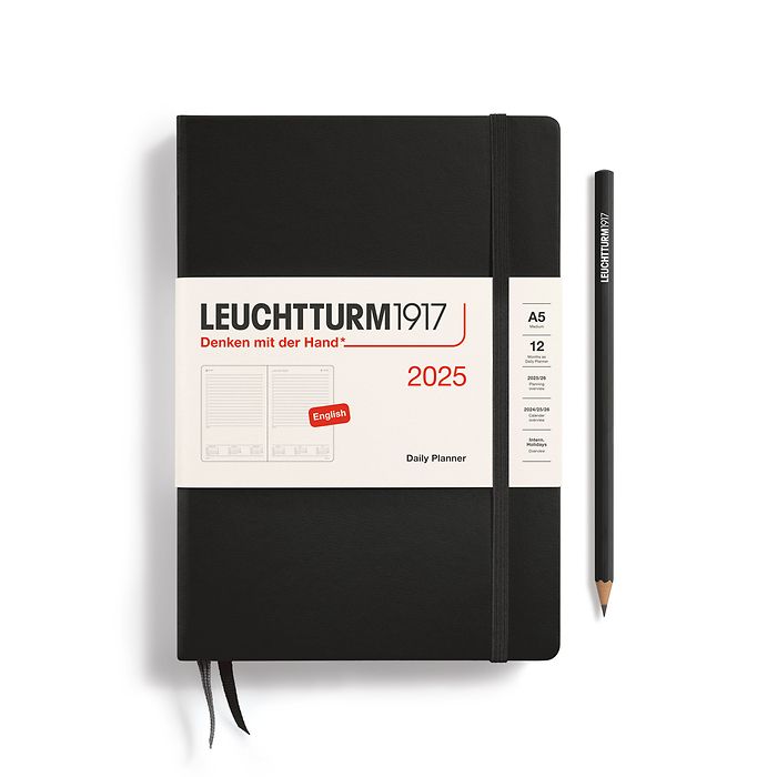 Leuchtturm1917 - 2025 Daily Planner (A5), Hardcover, Black