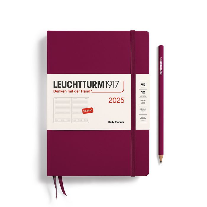 Leuchtturm1917 - 2025 Daily Planner (A5), Hardcover, Port Red