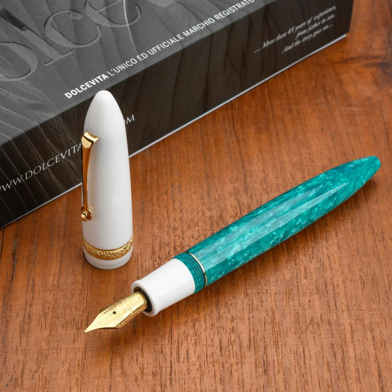 Leonardo Officina Italiana x DolceVita Furore Fountain Pen - Smeralda, Gold Trim