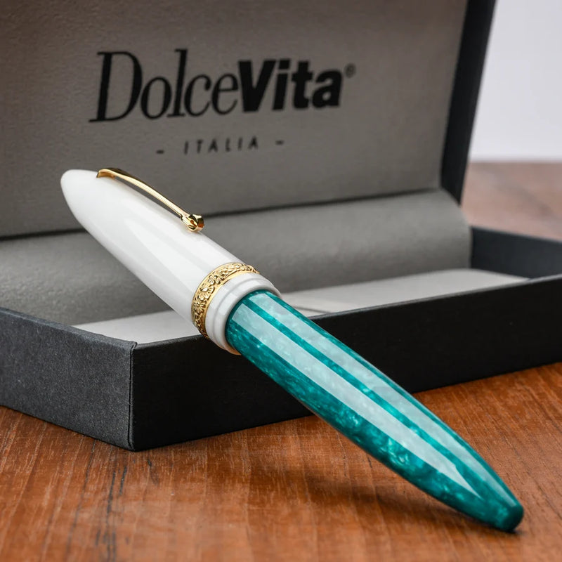 Leonardo Officina Italiana x DolceVita Furore Fountain Pen - Smeralda, Gold Trim
