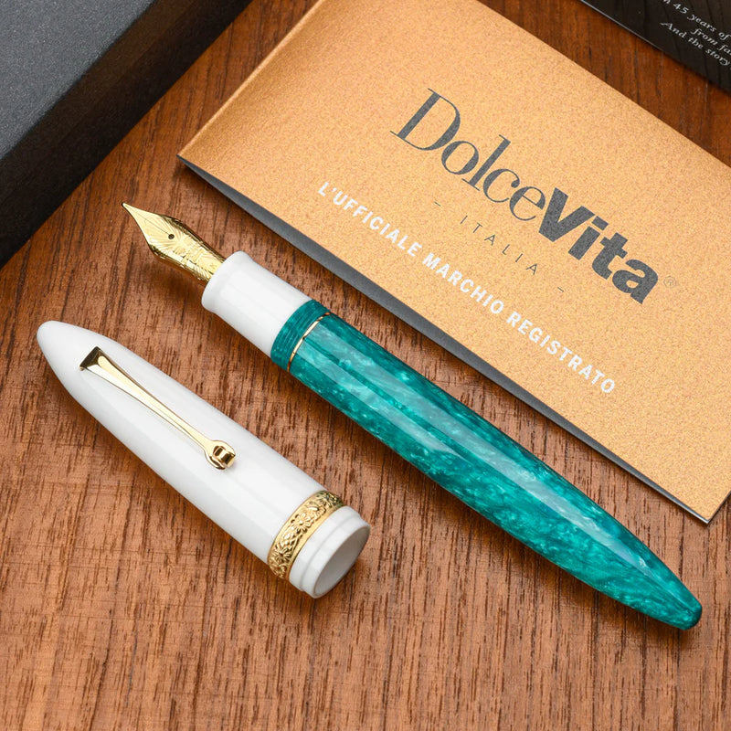 Leonardo Officina Italiana x DolceVita Furore Fountain Pen - Smeralda, Gold Trim