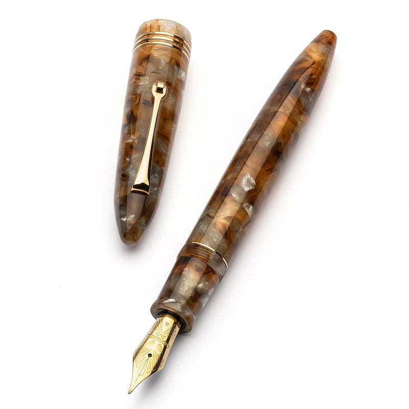 Leonardo Officina Italiana Furore Fountain Pen - Acqua Ambrata, Gold Trim