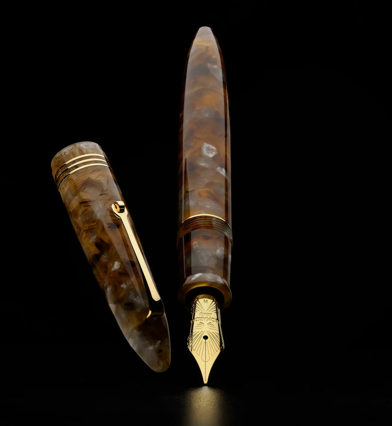 Leonardo Officina Italiana Furore Fountain Pen - Acqua Ambrata, Gold Trim
