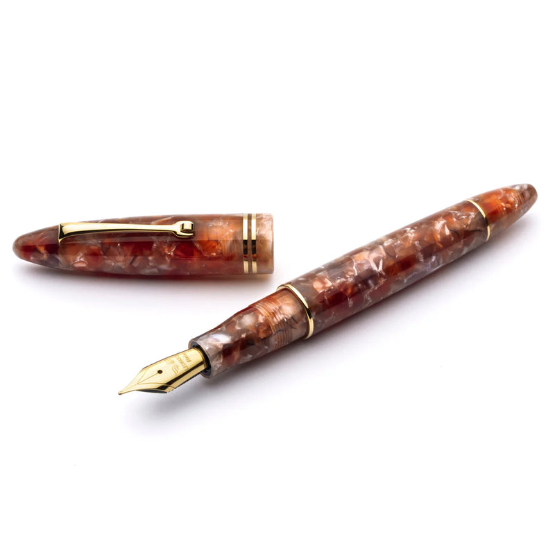 Leonardo Officina Italiana Furore Fountain Pen - Ginger, Gold Trim