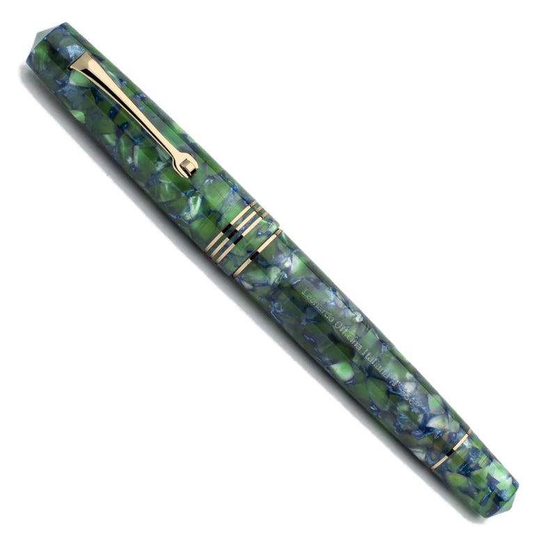 Leonardo Officina Italiana Momento Zero Fountain Pen - Iride Green/Blue, Gold Trim