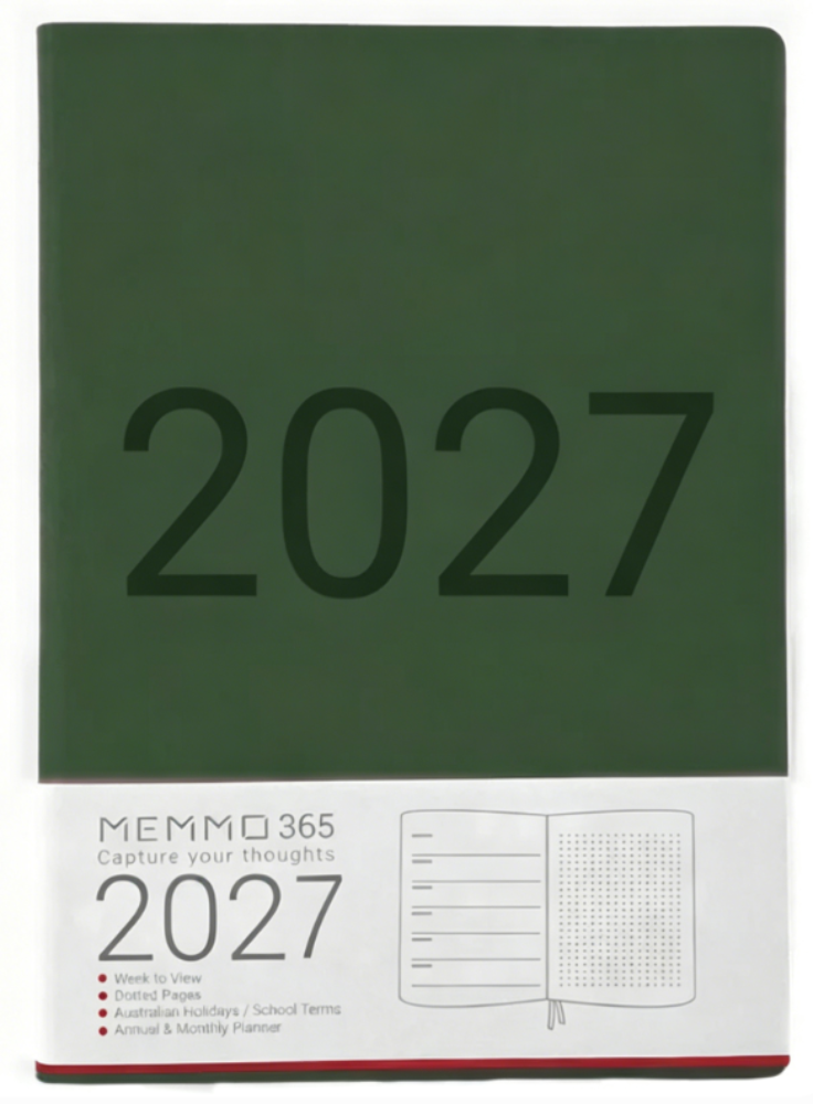 MEMMO365 Luxe 2027 Diary (A5) - Week to view - Green