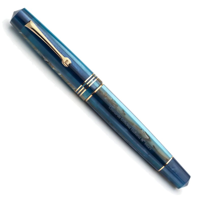 Leonardo Officina Italiana Momento Zero Fountain Pen - Blue Hawaii, Gold Trim
