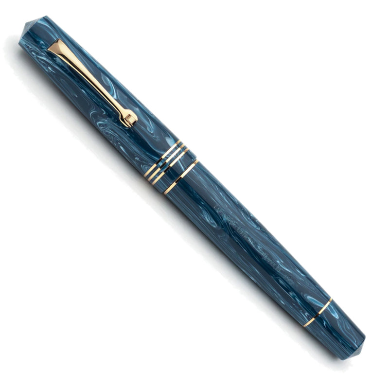 Leonardo Officina Italiana Momento Zero Fountain Pen - Blue Positano, Gold Trim