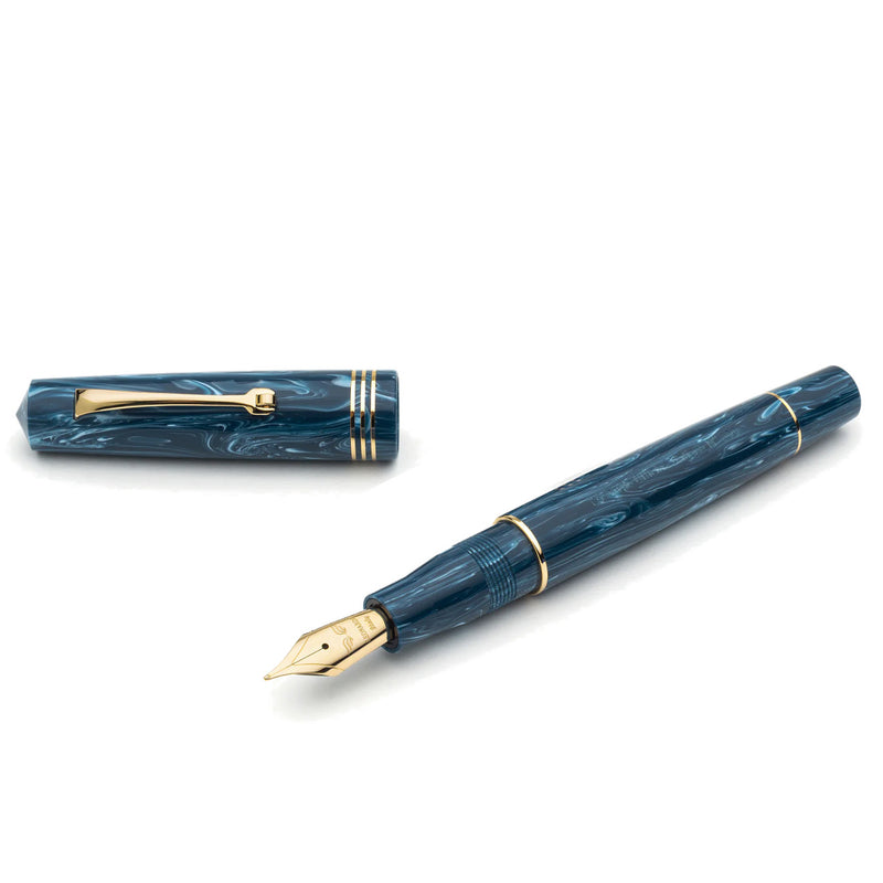 Leonardo Officina Italiana Momento Zero Fountain Pen - Blue Positano, Gold Trim