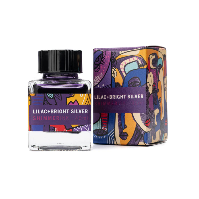 Leonardo Officina Italiana Fountain Pen Ink - Lilac+Bright Silver Shimmer 40ml