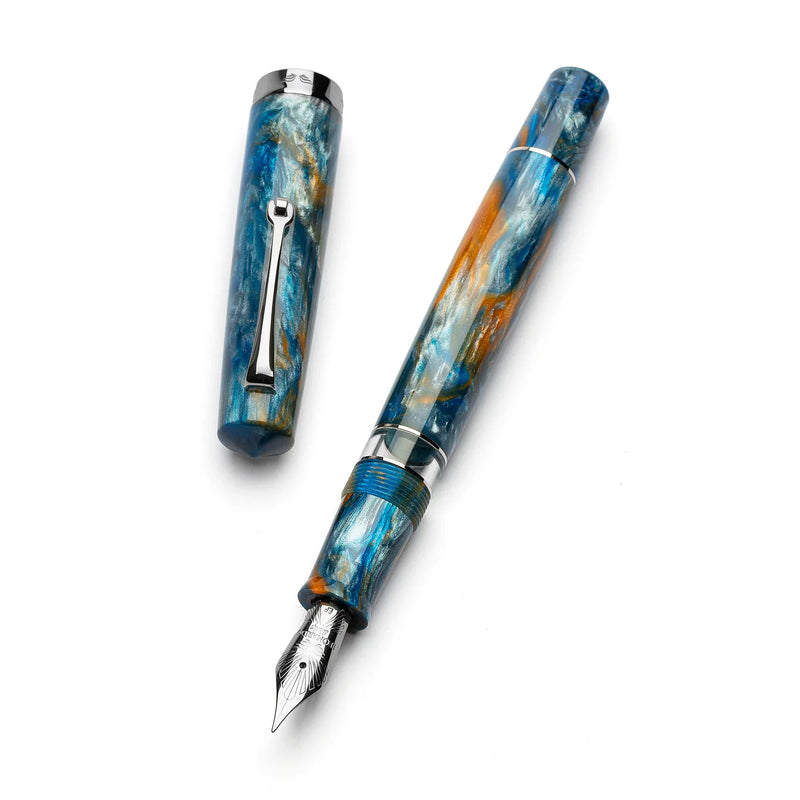 Leonardo Officina Italiana Momento Magico Fountain Pen - Ocean Sunrise, Silver Trim, Special Edition