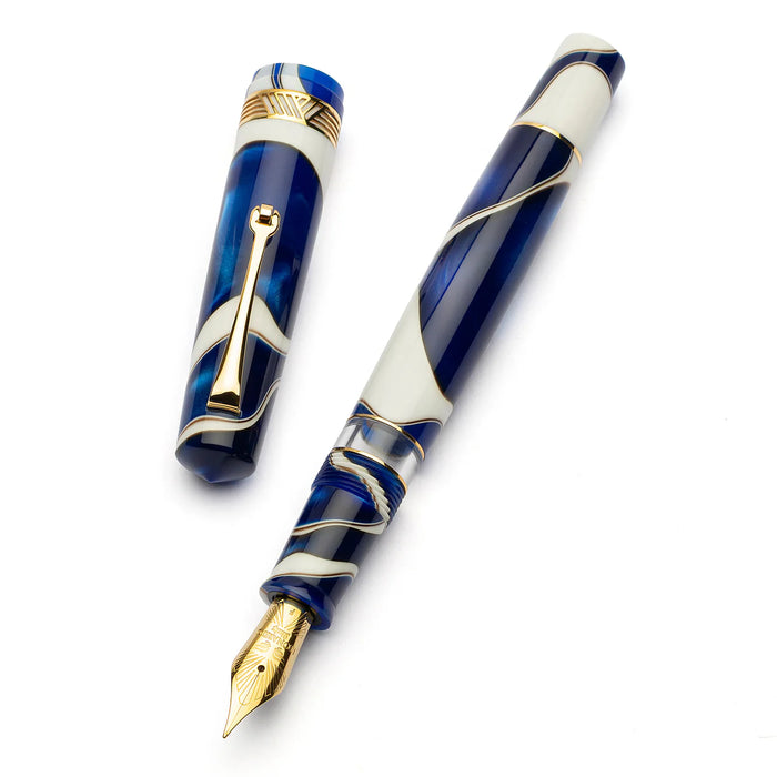 Leonardo Officina Italiana Momento Magico Fountain Pen - Onda Blue, Gold Trim