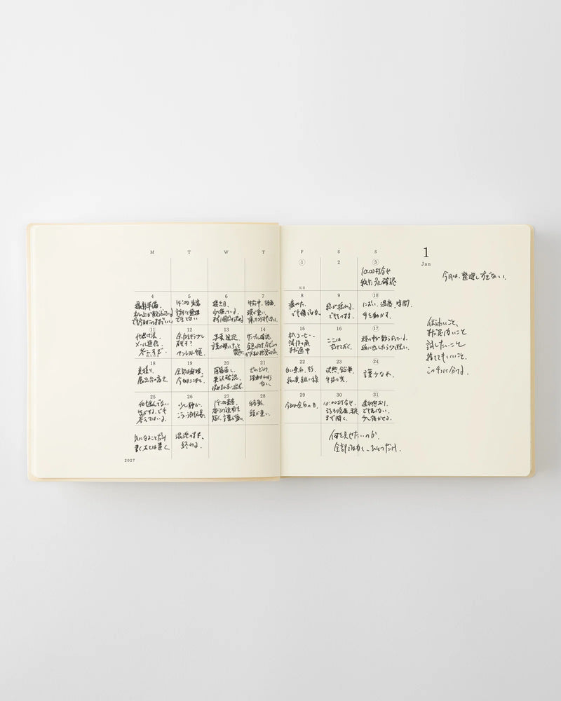 Midori MD Notebook - A5 Square 1 Day 1 Page Diary 2027