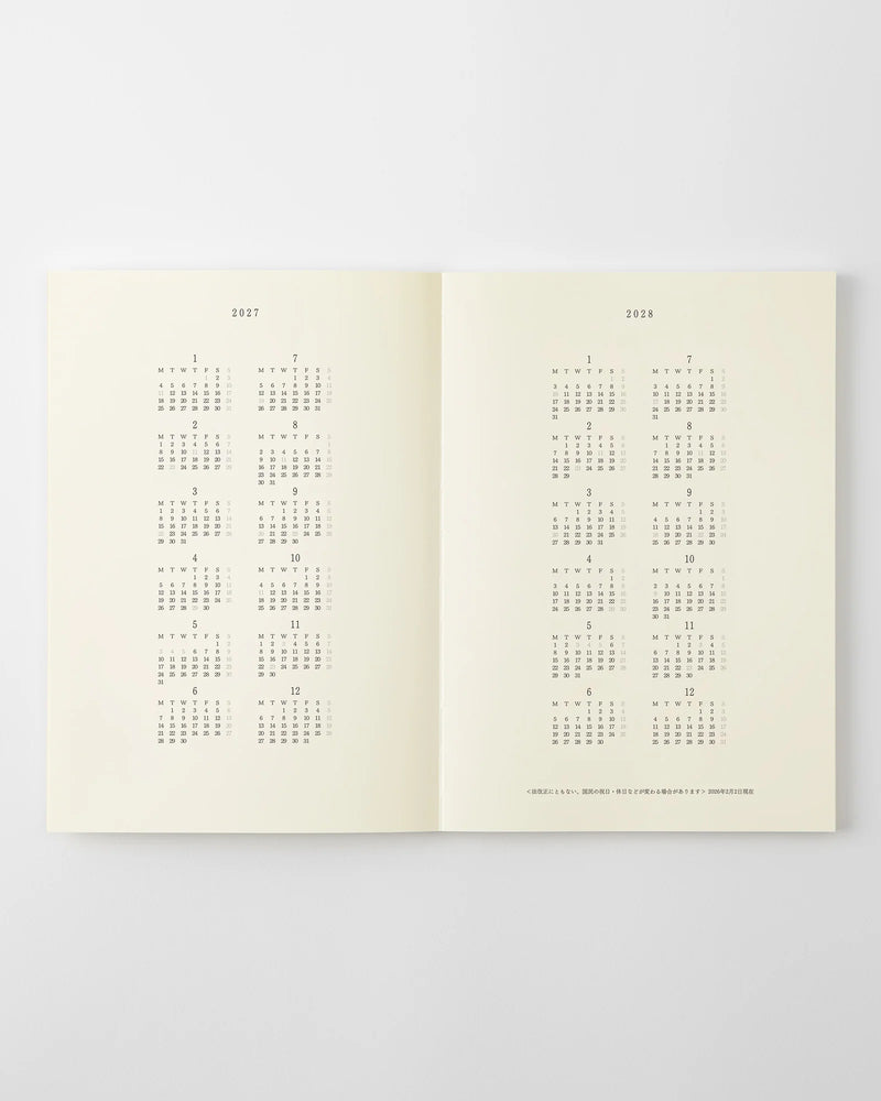 Midori MD Notebook - A5 Thin Diary 2027