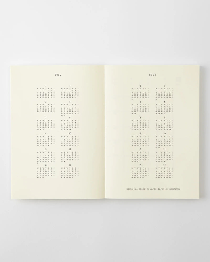 Midori MD Notebook - A5 Diary 2027