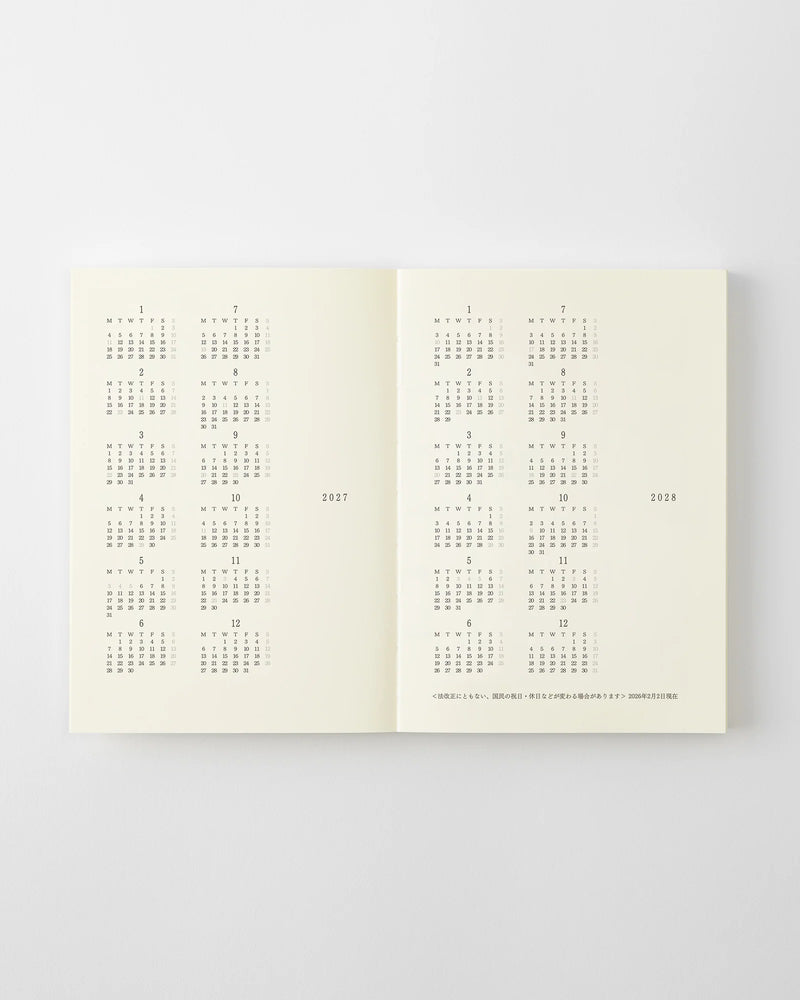 Midori MD Notebook - A6 Diary 2027