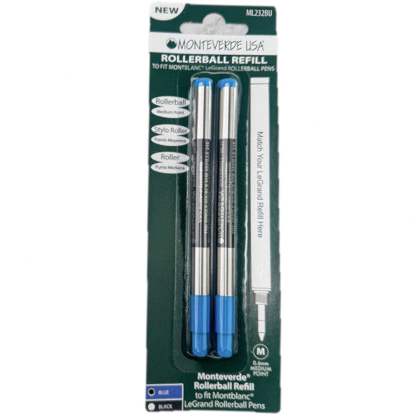 Monteverde ML232 Montblanc LeGrand Blue Medium Rollerball Refill, Pk2