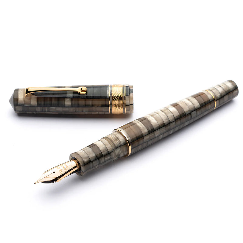 Leonardo Officina Italiana Momento Zero Grande Mosaico Fountain Pen and Ink Gift Set - Sand, Gold Trim