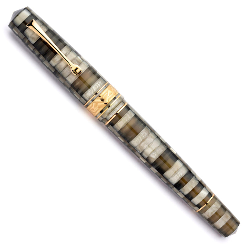 Leonardo Officina Italiana Momento Zero Grande Mosaico Fountain Pen and Ink Gift Set - Sand, Gold Trim