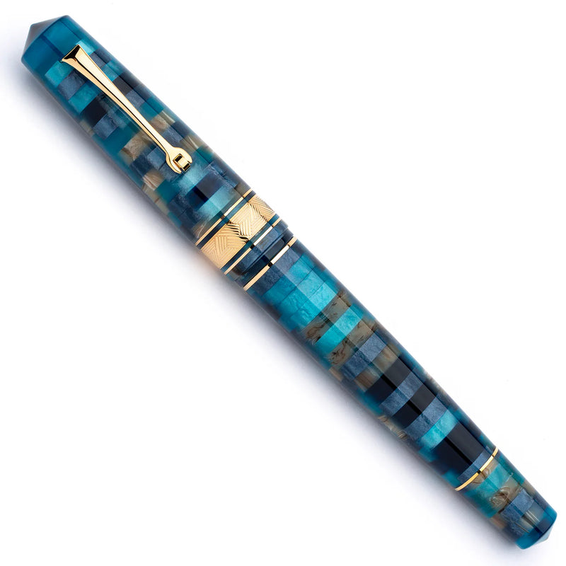 Leonardo Officina Italiana Momento Zero Grande Mosaico Fountain Pen and Ink Gift Set - Hawaii, Gold Trim