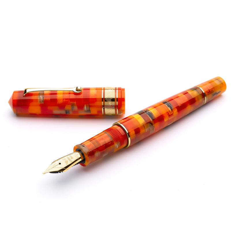 Leonardo Officina Italiana Momento Zero Grande Mosaico Fountain Pen and Ink Gift Set - Mango, Gold Trim