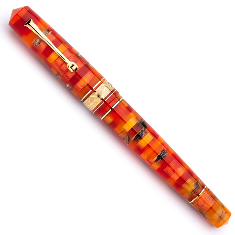 Leonardo Officina Italiana Momento Zero Grande Mosaico Fountain Pen and Ink Gift Set - Mango, Gold Trim