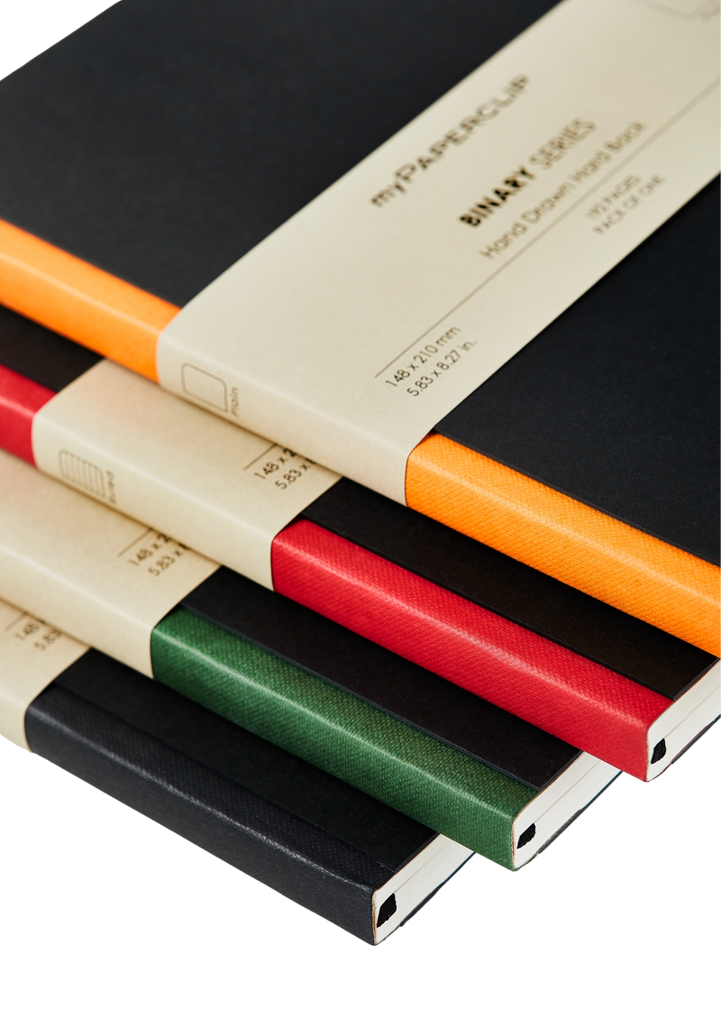 myPAPERCLIP Binary Series Hardcover A5 Notebook - Black Spine