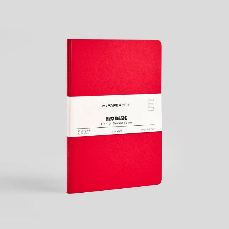 myPAPERCLIP Neo Basic Centre Thread Softcover A5 Notebook - Red