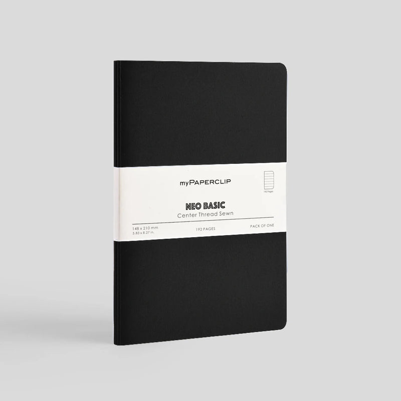 myPAPERCLIP Neo Basic Centre Thread Softcover A5 Notebook - Black