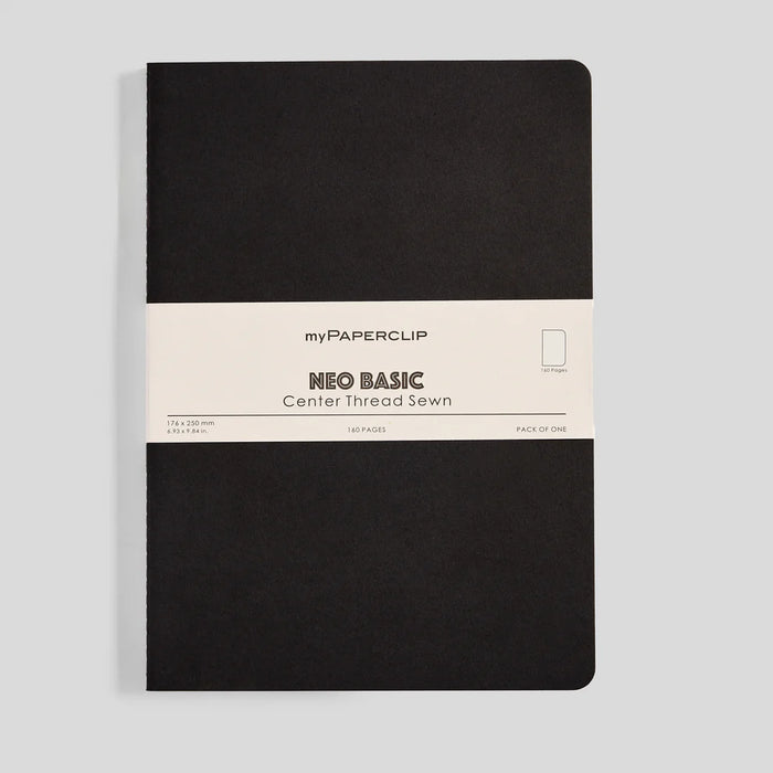 myPAPERCLIP Neo Basic Centre Thread Softcover Notebook - B5, Black