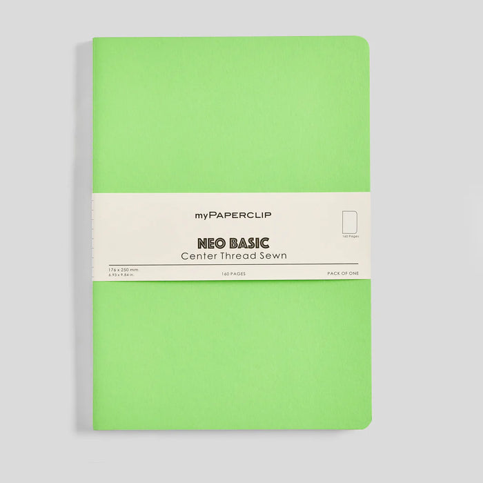 myPAPERCLIP Neo Basic Centre Thread Softcover Notebook - B5, Green