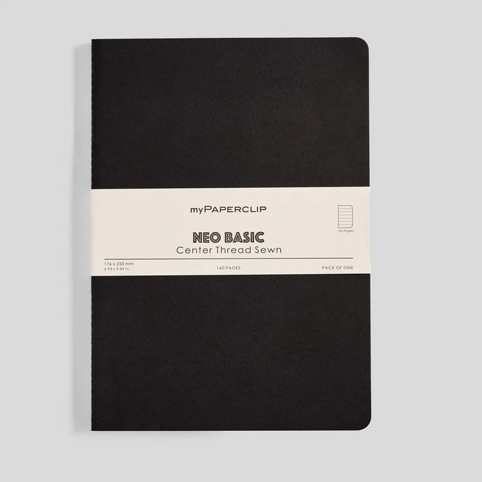 myPAPERCLIP Neo Basic Centre Thread Softcover Notebook - B5, Black