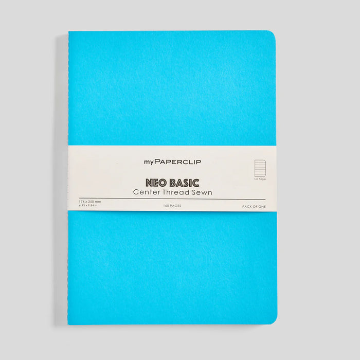 myPAPERCLIP Neo Basic Centre Thread Softcover Notebook - B5, Light Blue