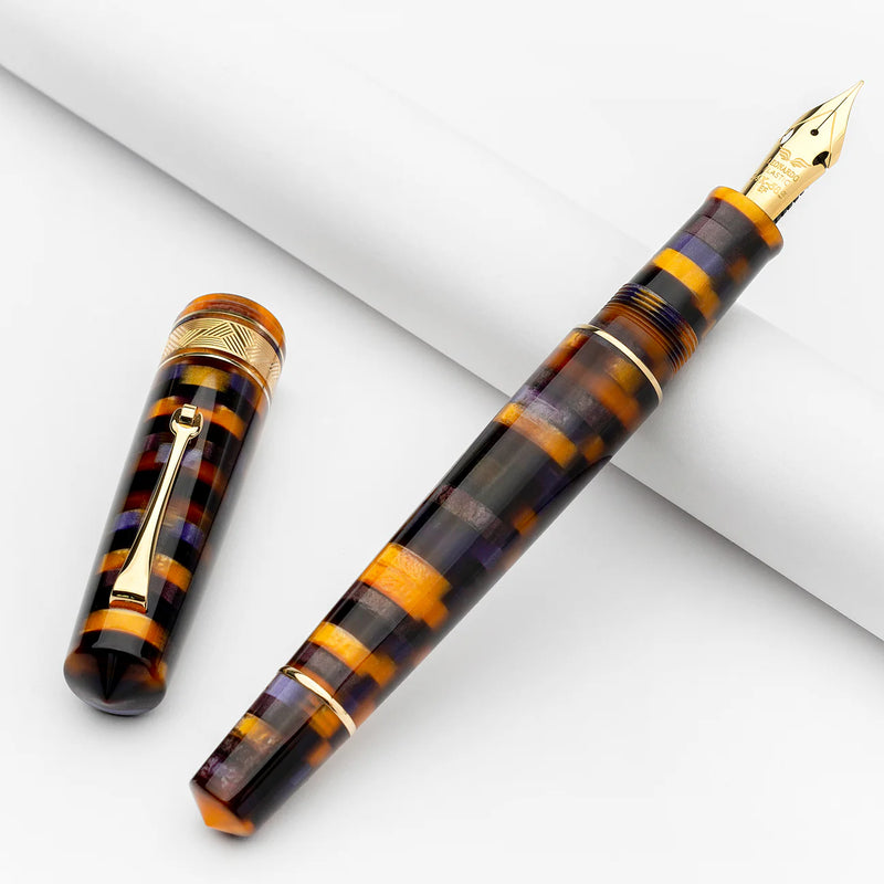 Leonardo Officina Italiana Momento Zero Grande Mosaico Fountain Pen and Ink Gift Set - Sea Anemone, Gold Trim