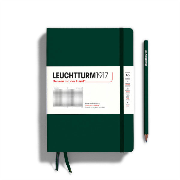 Leuchtturm1917 Notebook Hardcover Medium (A5), 251 Pages, Squared - Forest Green