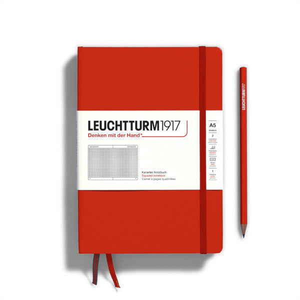 Leuchtturm1917 Notebook Hardcover Medium (A5), 251 Pages, Squared - Fox Red