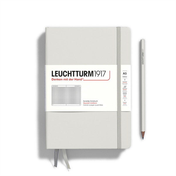 Leuchtturm1917 Notebook Hardcover Medium (A5), 251 Pages, Squared -  Light Grey