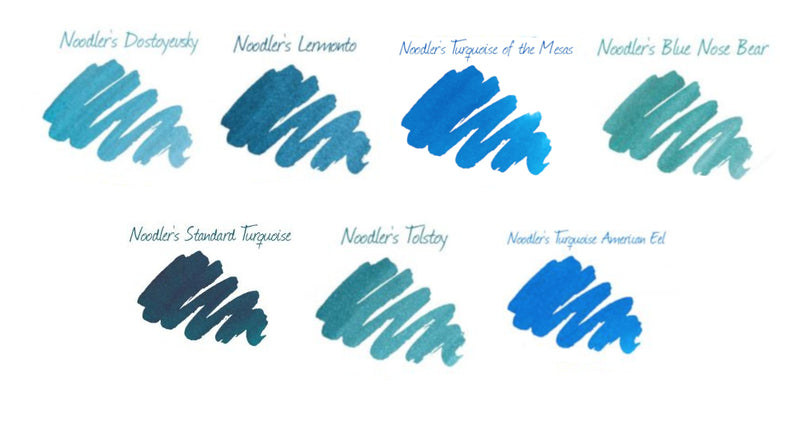 Noodler's Light Blue / Turquoise Inks Sample Package (7)