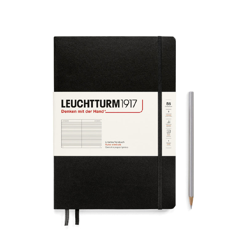 Leuchtturm1917 Notebook Composition Hardcover (B5), Ruled - Black