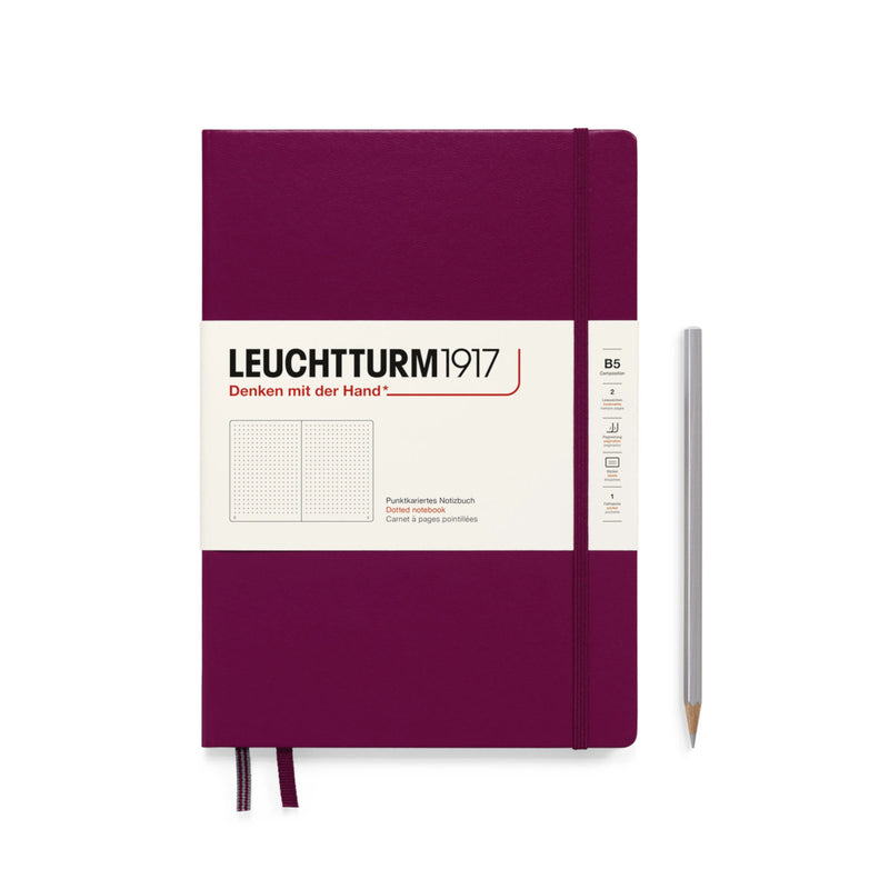 Leuchtturm1917 Notebook Composition Hardcover (B5), Dotted - Port Red