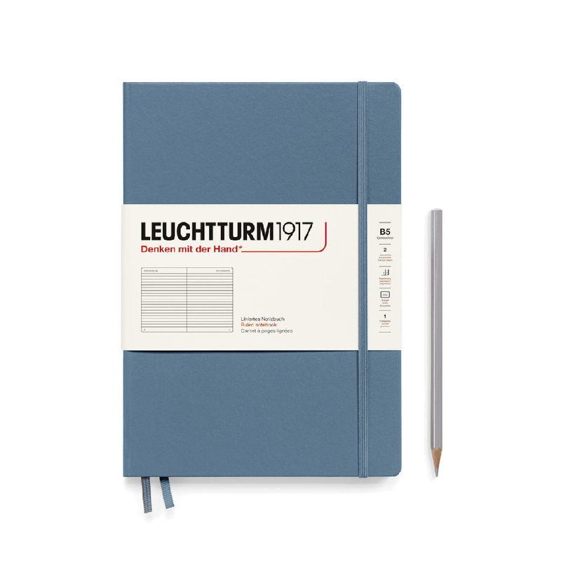Leuchtturm1917 Notebook Composition Hardcover (B5), Ruled - Stone Blue