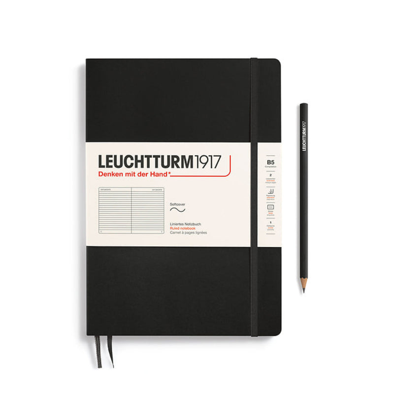 Leuchtturm1917 Notebook Composition Softcover (B5), Ruled - Black