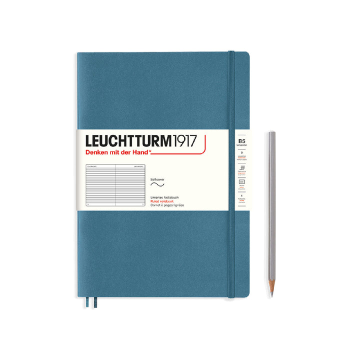 Leuchtturm1917 Notebook Composition Softcover (B5), Ruled - Stone Blue