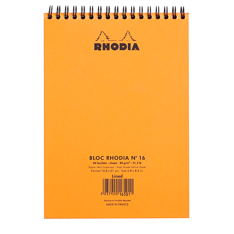 Rhodia No. 16 (A5) Notepad Wirebound - Orange, Lined