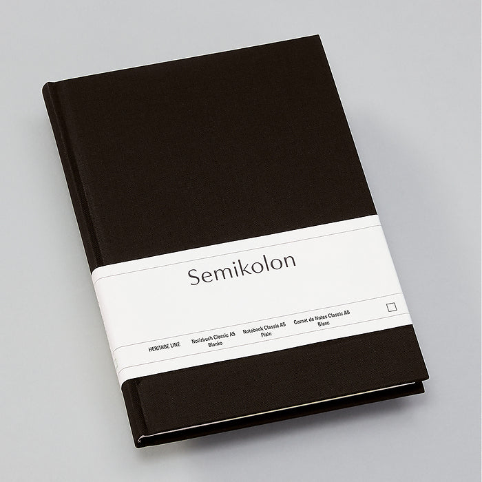Semikolon Notebook A5, Classic, Plain, Black